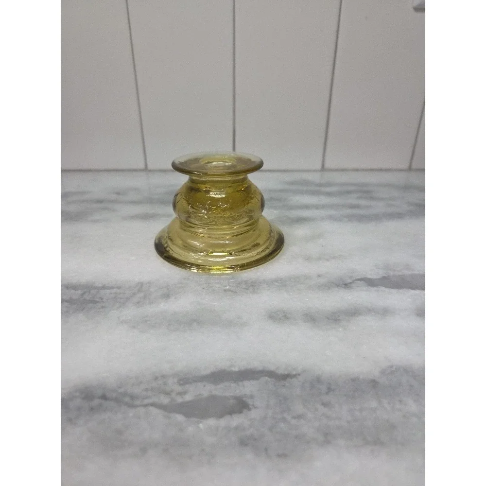 Federal Madrid Amber Glass Candlestick Holder,‎ Vintage Depression Glass, Decor